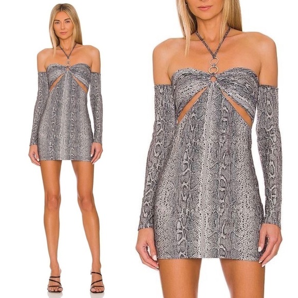 Revolve Camila Coelho Enia Mini Dress in snake print medium NWT - Picture 1 of 5